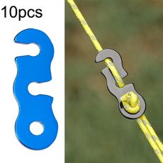 10pcs Baracche all'aperto Fibbia per corda per ombrello in lega di alluminio Fibbia per corda per vento a forma di S(Blu)