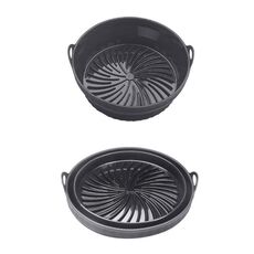 Teglia da forno in silicone resistente alle alte temperature con tappetino per griglia per friggitrice ad aria, specificazione: nero rotondo