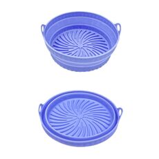 Teglia da forno in silicone resistente alle alte temperature con tappetino per griglia per friggitrice ad aria, specificazione: blu rotondo