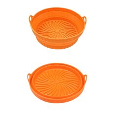 Teglia da forno in silicone resistente alle alte temperature con tappetino per griglia per friggitrice ad aria, specificazione: arancione rotondo