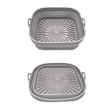 Teglia da forno in silicone resistente alle alte temperature con tappetino per griglia per friggitrice ad aria, specificazione: grigio quadrato