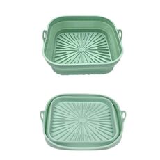 Teglia da forno in silicone resistente alle alte temperature con tappetino per griglia per friggitrice ad aria, specificazione: verde quadrato
