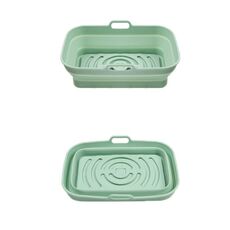 Teglia da forno in silicone resistente alle alte temperature con tappetino per griglia per friggitrice ad aria, specificazione: verde rettangolare