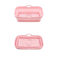 Teglia da forno in silicone resistente alle alte temperature con tappetino per griglia per friggitrice ad aria, specificazione: rettangolare rosa