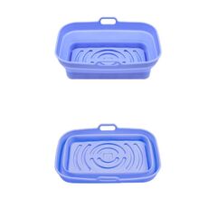 Teglia da forno in silicone resistente alle alte temperature con tappetino per griglia per friggitrice ad aria, specificazione: blu rettangolare