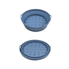 Teglia da forno in silicone resistente alle alte temperature con tappetino per griglia per friggitrice ad aria, specificazione: piccolo rotondo blu scuro
