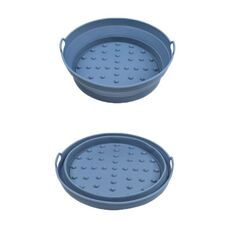 Teglia da forno in silicone resistente alle alte temperature con tappetino per griglia per friggitrice ad aria, specificazione: grande rotondo blu scuro