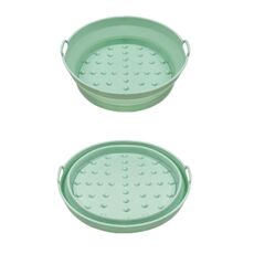 Teglia da forno in silicone resistente alle alte temperature con tappetino per griglia per friggitrice ad aria, specificazione: verde rotondo grande