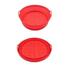 Teglia da forno in silicone resistente alle alte temperature con tappetino per griglia per friggitrice ad aria, specificazione: grande rotondo rosso