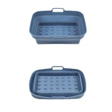 Teglia da forno in silicone resistente alle alte temperature con tappetino per griglia per friggitrice ad aria, specificazione: punto rettangolare blu scuro
