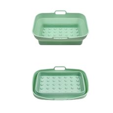 Teglia da forno in silicone resistente alle alte temperature con tappetino per griglia per friggitrice ad aria, specificazione: punto rettangolare verde