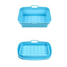 Teglia da forno in silicone resistente alle alte temperature con tappetino per griglia per friggitrice ad aria, specificazione: punto rettangolare blu