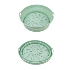 Teglia da forno in silicone resistente alle alte temperature con tappetino per griglia per friggitrice ad aria, specificazione: verde interno rotondo