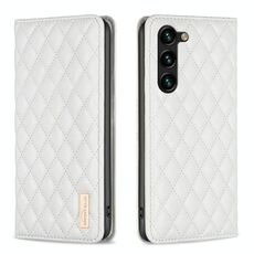 Per Samsung Galaxy S23 + 5G Diamond Lattice Custodia magnetica in pelle per telefono (bianco)