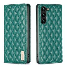 Per Samsung Galaxy S23 + 5G Diamond Lattice Custodia magnetica in pelle per telefono (verde)