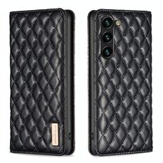 Per Samsung Galaxy S23 + 5G Diamond Lattice Custodia magnetica in pelle per telefono (nero)