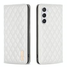 Per Samsung Galaxy S23 5G Diamond Lattice Custodia magnetica in pelle per telefono (bianco)
