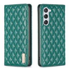Per Samsung Galaxy S23 5G Diamond Lattice Custodia magnetica in pelle per telefono (verde)