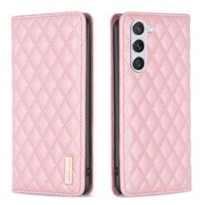 Per Samsung Galaxy S23 5G Diamond Lattice Custodia magnetica in pelle per telefono (rosa)