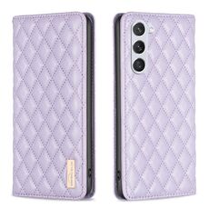 Per Samsung Galaxy S23 5G Diamond Lattice Custodia per cellulare magnetica in pelle (viola)