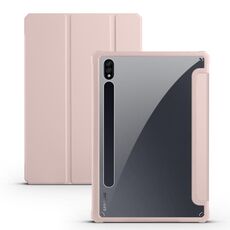 Per Samsung Galaxy Tab S7 + Custodia per tablet in pelle acrilica 3 pieghevoli (rosa ghiaccio)