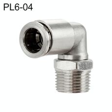 PL6-04 LAIZE Connettore rapido pneumatico a gomito con filettatura maschio in rame nichelato