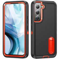 Per Samsung Galaxy S23 5G 3 in 1 Custodia rigida per telefono (nero + arancione)