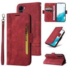 Per Samsung Galaxy S23 5G BETOPNICE Custodia per telefono in pelle con fibbia a doppio lato (rossa)
