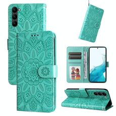 Per Samsung Galaxy S23 5G Custodia in pelle di girasole goffrata (verde)