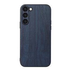 Per Samsung Galaxy S23 5G Custodia per telefono in PU con struttura in legno (blu)