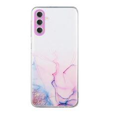Custodia protettiva per telefono con foro preciso in TPU per Samsung Galaxy S23+ 5G con motivo marmo cavo (rosa)