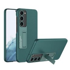 Per Samsung Galaxy S23+ 5G GKK Custodia per telefono antiurto in pelle liscia con supporto (verde foresta)