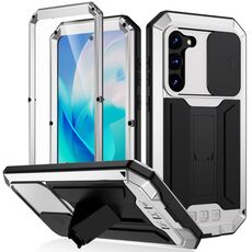 Per Samsung Galaxy S23 5G R-JUST Design per fotocamera scorrevole Life Custodia per telefono antiurto antipolvere impermeabile (argento)