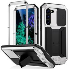 Per Samsung Galaxy S23 + 5G R-JUST Custodia per telefono scorrevole antiurto impermeabile antipolvere (argento)