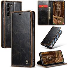 Custodia in pelle per Samsung Galaxy S23 5G CaseMe 003 Crazy Horse Texture (caffè)