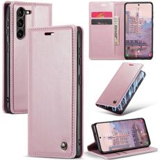 Custodia in pelle per Samsung Galaxy S23 5G CaseMe 003 Crazy Horse Texture (oro rosa)