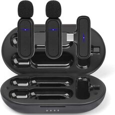 Microfono lavalier wireless con riduzione del rumore Microfono a clip USB-C con custodia di ricarica
