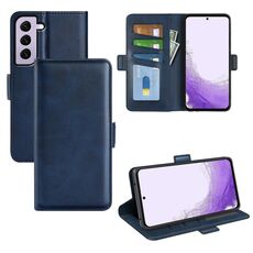 Per Samsung Galaxy S23 5G Custodia in pelle con fibbia magnetica a doppio lato (blu scuro)