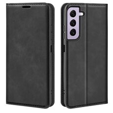Per Samsung Galaxy S23 5G Custodia in pelle con ventosa magnetica retro-pelle (nera)