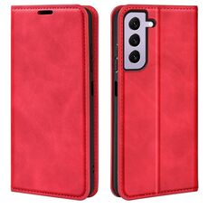 Per Samsung Galaxy S23 5G Custodia per telefono in pelle con ventosa magnetica retro-pelle (rossa)