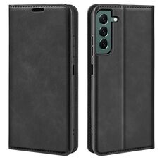 Per Samsung Galaxy S23 + 5G Custodia in pelle con ventosa magnetica retro-pelle (nera)
