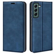 Per Samsung Galaxy S23+ 5G Custodia in pelle con ventosa magnetica retro-pelle (blu scuro)