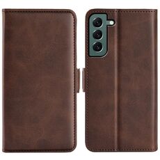 Per Samsung Galaxy S23 + 5G Custodia per telefono in pelle con fibbia magnetica a doppio lato (marrone)