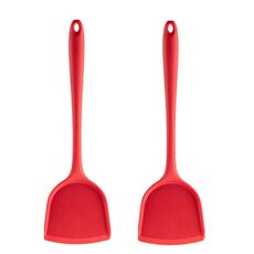 2 pentole in silicone antiaderenti resistenti alle alte temperature, stile: spatola (rosso)