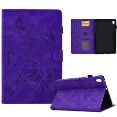 Per Lenovo Tab M10 Gen 2 Custodia per tablet in pelle goffrata con torre (viola)