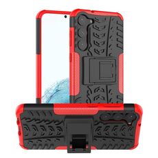 Per Samsung Galaxy S23 + 5G Texture gomma TPU + custodia per telefono PC con supporto (rosso)