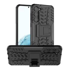 Per Samsung Galaxy S23 + 5G Texture gomma TPU + custodia per telefono PC con supporto (nero)