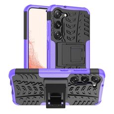 Per Samsung Galaxy S23 5G Texture gomma TPU + custodia per telefono PC con supporto (viola)