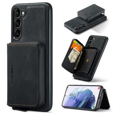 Per Samsung Galaxy S23+ 5G JEEHOOD Custodia per telefono in pelle con cerniera magnetica (nero)