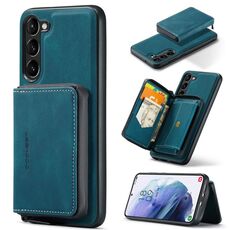 Per Samsung Galaxy S23+ 5G JEEHOOD Custodia per telefono in pelle con cerniera magnetica (blu)